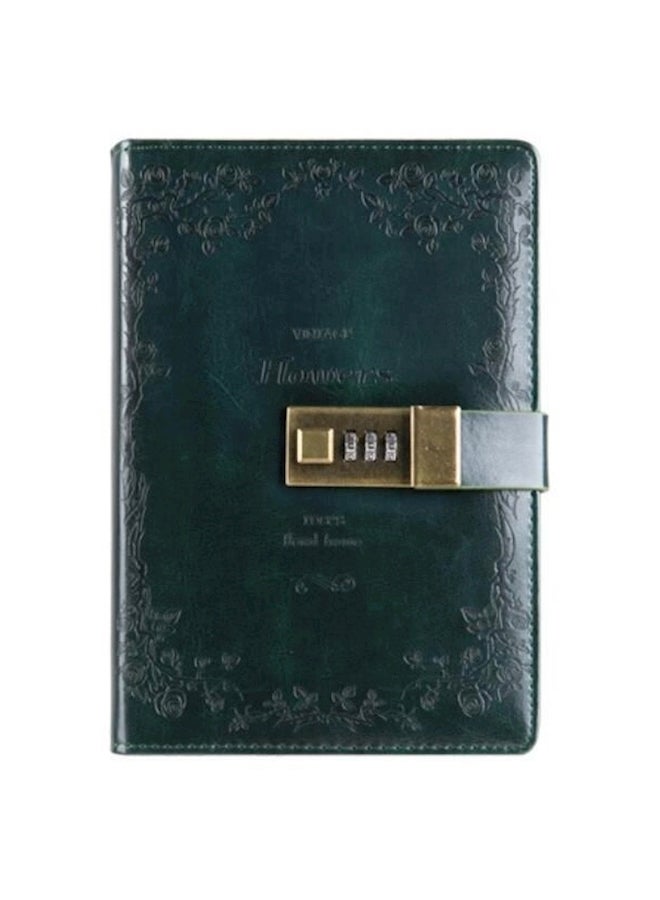 PU Leather Cover European Vintage Style Lock Journal Dark green - Image 1